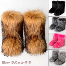 Winter Fluffy Faux Fur Boots Plush Warm Snow Boot Luxury Bottes Fashion Shoe