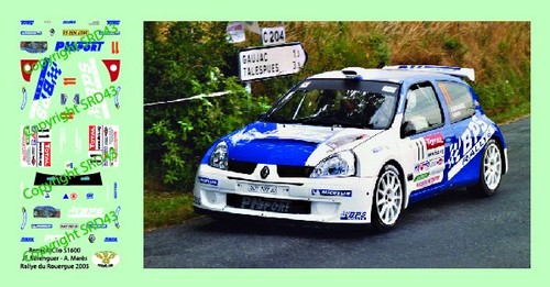 Decals renault clio s1600 - 1/43,