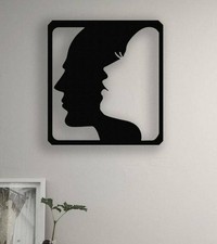 Couple visage métal art mural