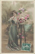 CP FROM A FRIEND WOMAN DRESS TRAIN BASKET PINK FLOWERS HARNESS - 4211