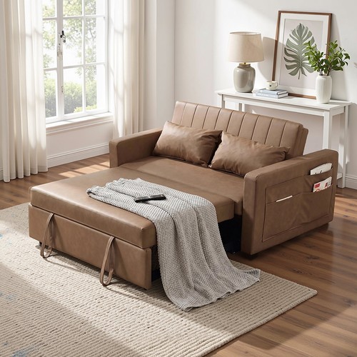 Brown leather convertible - 55",