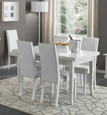 TABLE LAQUÉE BLANCHE EXTENSIBLE