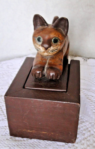 Boite bois avec chat - avec, un