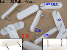 Lot de 20 Patins Glisseur Barrette à clouer,Long 49 mm,Larg 15,,épaisseur 6 mm