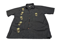 Chemise hawaïenne Sol Wear noire ananas manches courtes taille L #734