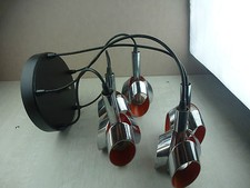 Ancien lustre / lampe plafond, vintage, chrome et orange, Raak, années 60 