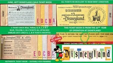 1977 DISNEYLAND CHILD A B C D E Ticket Book TICKETS EX - NM Vintage  w/ COA D1