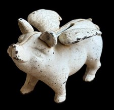 Cast Iron Piggy Bank & Pig With Wings & Humor & Early XX Eme 