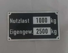 Oldtimer Typenschild Schild Nutzlast s64 Unimog 2010 401 411 CH Schweizer Armee