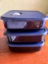 3 Tupperware Vent N Serve Medium 2.5 Cup Microwave Containers - Indigo Blue lot