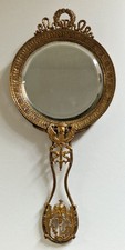 Ancien Face à main miroir biseauté Louis XVI nœud fleurs aigle