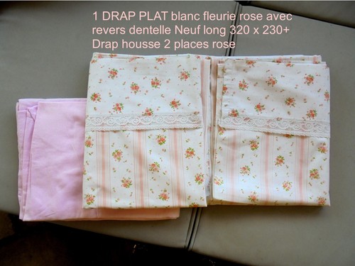 Parure lit drap plat blan - drap,