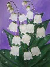 Nature Lys of the Valley Peinture acrylique originale directement de l'artiste