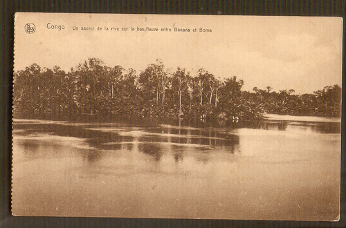 Congo belge boma cpa rive - congo,