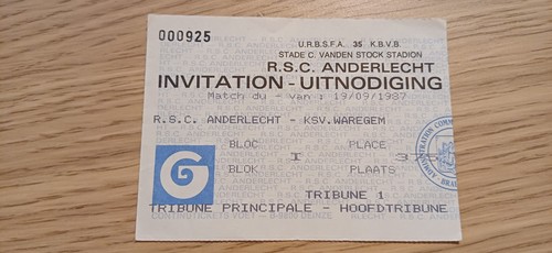 Ticket 1987 rsc anderlecht - 1987, vs