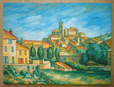 BEAUTIFUL OIL PAINTING REPRODUCTION LA GARDANNE by CEZANNE handmade LA PROVENCE