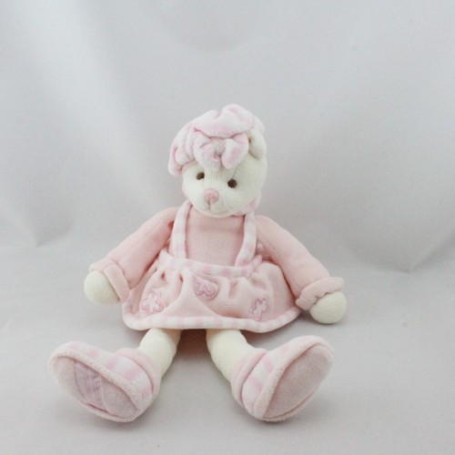 Doudou ours rose fleurs