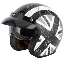 VCAN H589 OPEN FACE RETRO MOD SCOOTER MOTORCYCLE HELMET BLACK JACK UNION JACK