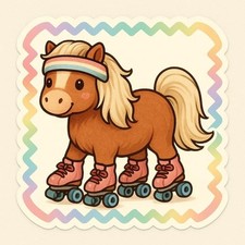 Poney Shetland sur patins à