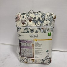 Juego De Ropa Para Cama Queen Size Floral Morado Con Edredon Y Sábanas 7 Piezas