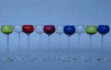10 drop glasses, high foot, German crystal, Jugendstil, 1900, Theresienthal