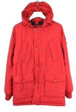 Superdry Rescue Red Veste Homme Grand à Capuche Bas Rempli Doublé Poches Zippées