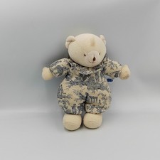 Doudou ours blanc écru motifs