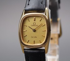 [Exc+5] Vintage OMEGA De Ville Cal.1387 Quartz Gold Dial Mens Watch From Japan