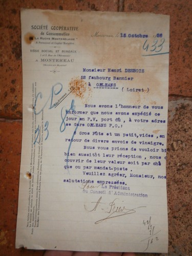 Ancienne facture ruche - la,