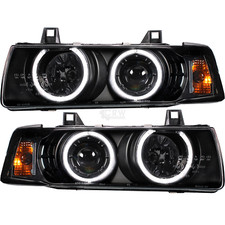 Kit De Phare Pour BMW E36 Limo Touring CCFL Angel Eyes H1 H3 Clair Noir