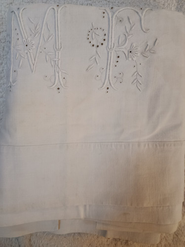 Drap ancien monogramme - drap,