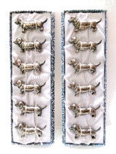 Set of 12 Silver Metal Knife Holders "Dachshund"