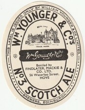 BEER BOTTLE LABEL - WM YOUNGER BREWERY - No.3 SCOTCH ALE