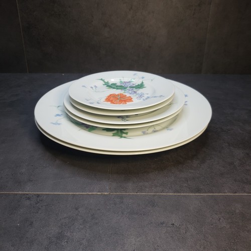 Vintage pavot poppy - plate, set