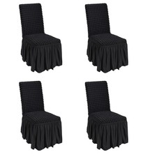 VEVOR Housse de chaise pliante en élasthanne extensible 4 pcs jupe mariage noir