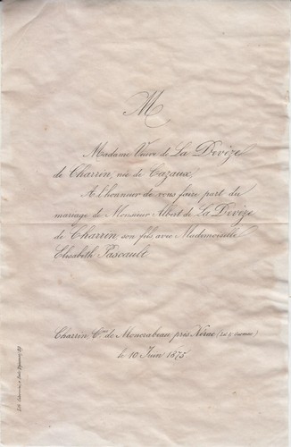 1875 faire part mariage albert - mariage,