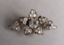Broche porte-montre en argent massif  + or  19e siècle silver brooch
