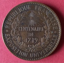 Médaille Exposition Universelle de 1889, Centenaire de la Révolution, Bronze
