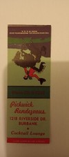 Pickwick Rendezvous Burbank CA Bobtail Matchcover Lot 35