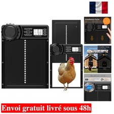 Porte Auto-P programmable pour Poulailler avec Alimentation par Batterie, Noir