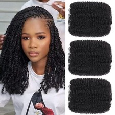 16 Inch 3 Bundles 90g Natural Black Afro Kinky Curly Braiding Bulk Hair For M...