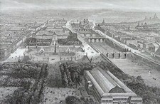 PARIS - Vue panoramique du JARDIN des TUILERIES au 19e - Gravure 19e siècle