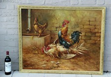  XXL Belgian top listed Paul Henry Schouten oil canvas painting fighting rooster