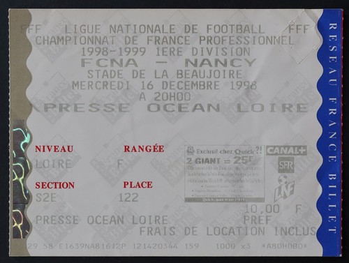 Ticket match nantes nancy - ticket,