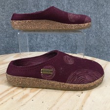Haflinger Slippers Womens 36 Maroon Spirit Mule Clogs Wool Comfort Round Toe