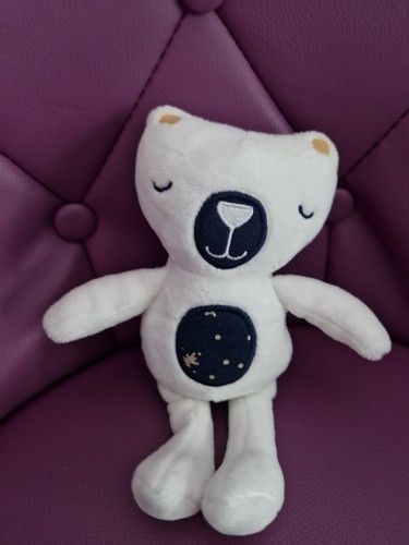 Doudou peluche ours blanc - blanc, bleu