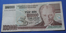 TURKEY 100000 TURK LIRASI 1970 BANKNOTE CURENCY WORLD PAPER MONEY CIRCULATED
