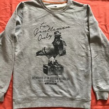 CHEVIGNON GRAY PULLOVER SWEATSHIRT PRINTED PIGEONS VOYAGEUR SZ LARGE EU