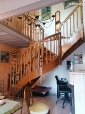 Escalier chêne massif quart tournant - 2 bras