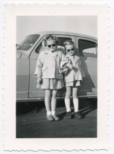 Vintage Original Photo Snapshot Brother Sister Funny Sunglasses - SA203